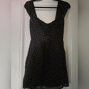 Reformation Black and Gold Polka Dot Dress